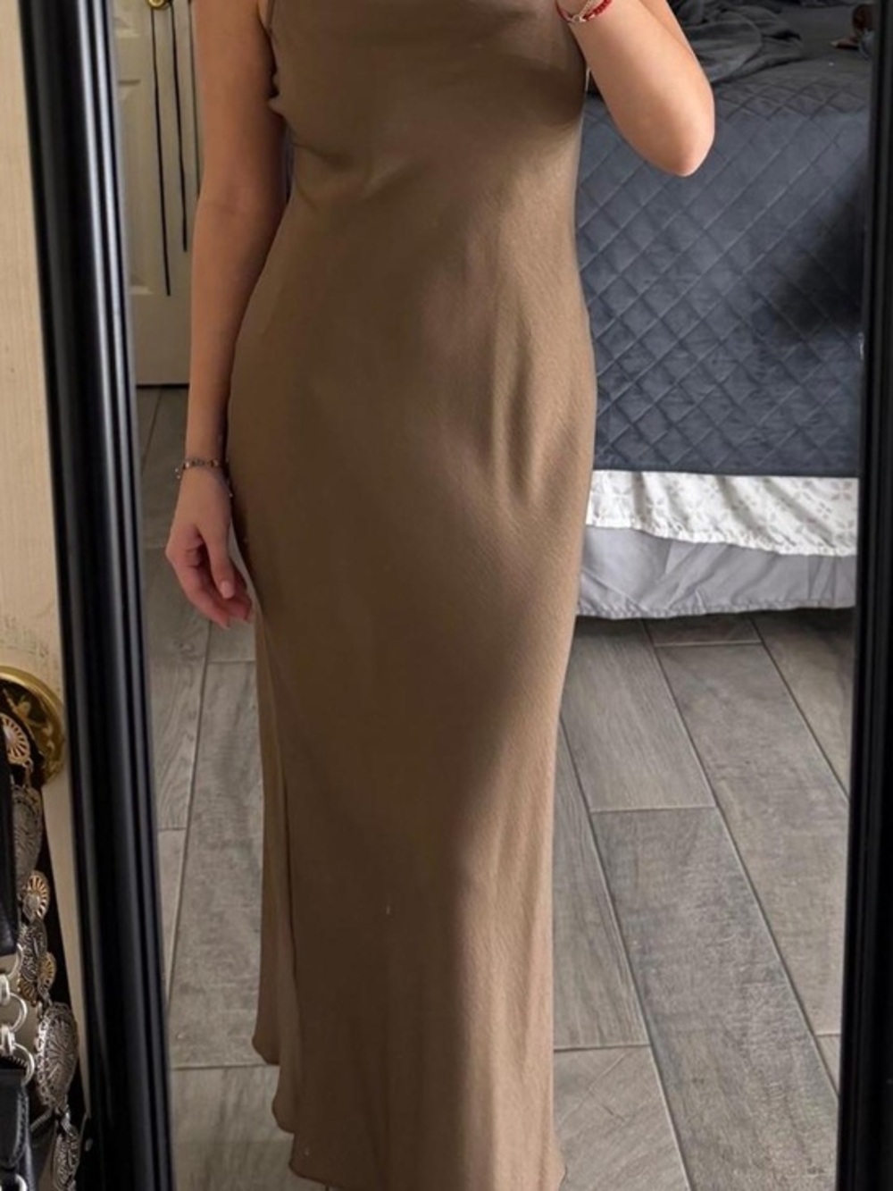Sleek Taupe Slip Maxi Dress - Women's Dress